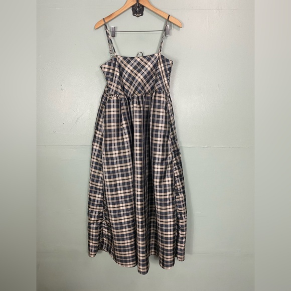 Sister Jane Cosmic Check Plaid Midi Dress Black & Beige Medium - Picture 2 of 7